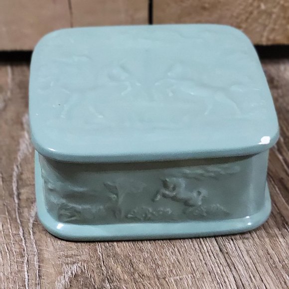 vintage handcrafted unicorn design  ceramic lidded trinket box - Picture 8 of 15